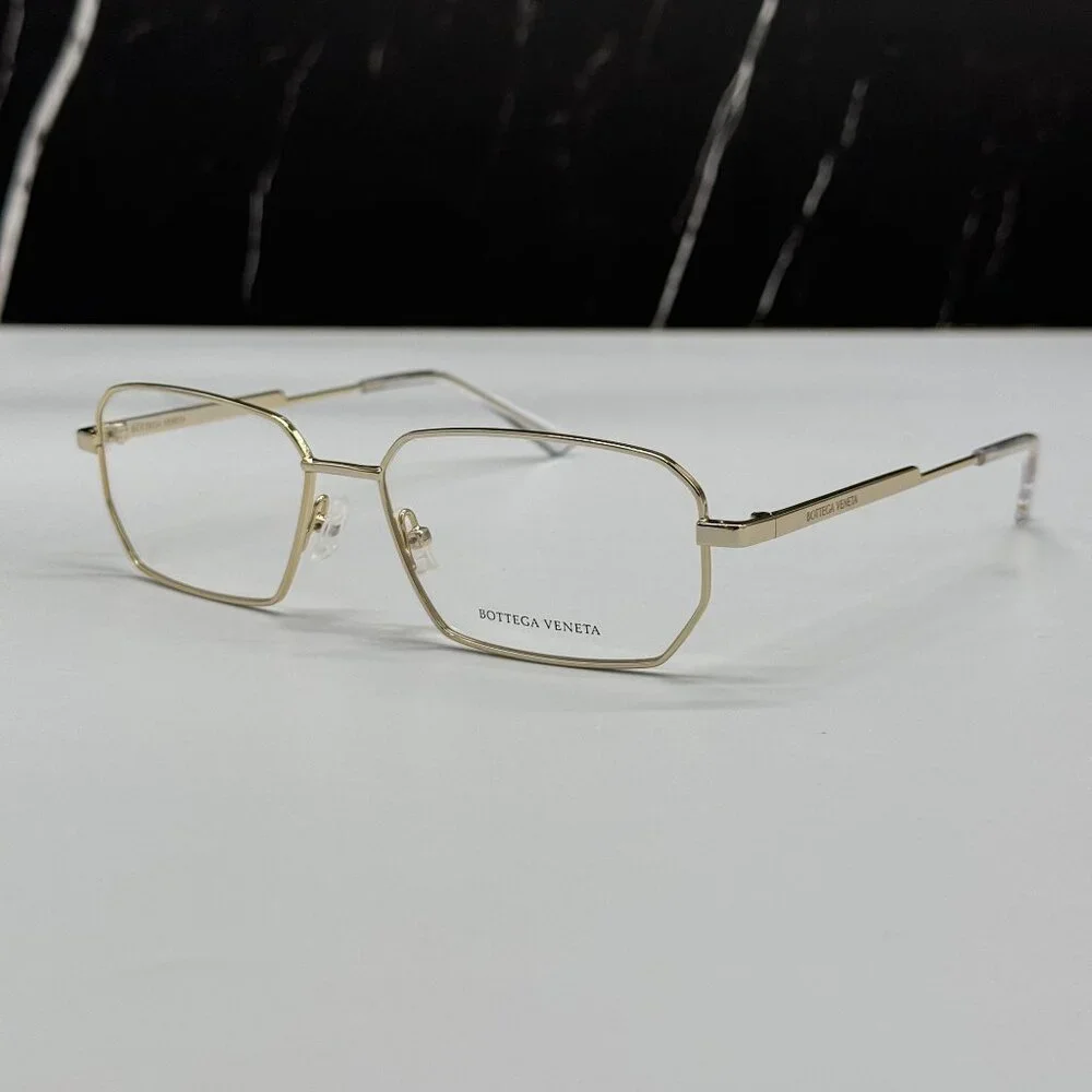 NEW BOTTEGA VENETA BV1073O 002 SQUARE GOLD UNISEX EYEGLASSES